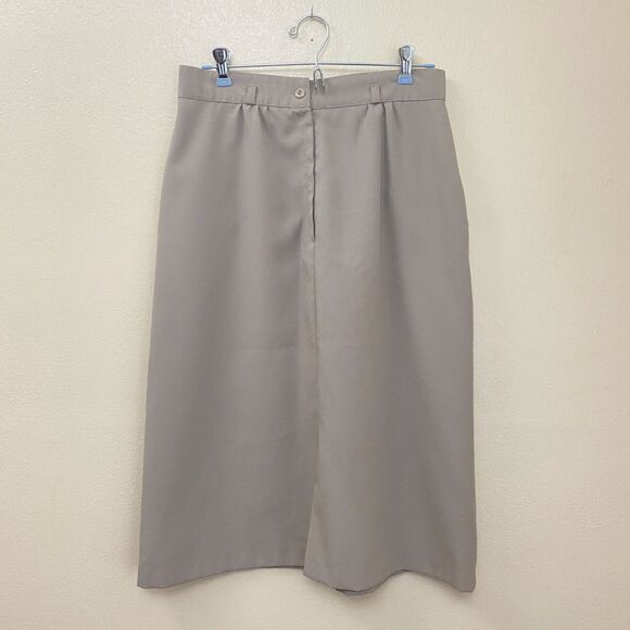Vintage Khaki A Line Skirt Size Medium Pockets Belt Loops Back Zip Uniform - Picture 3 of 7